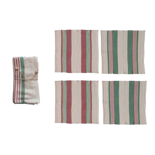 Hello Honey® 18" Multicolor Striped Christmas Napkin Set